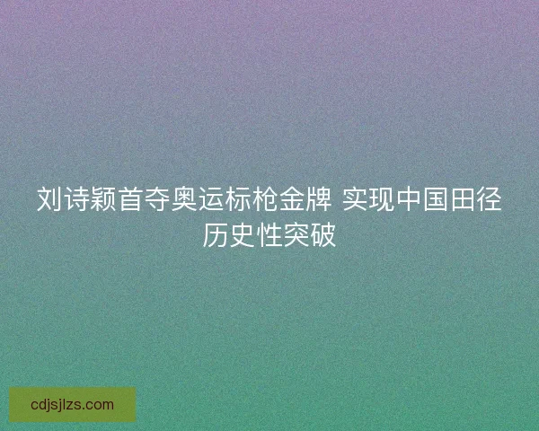 刘诗颖首夺奥运标枪金牌 实现中国田径历史性突破